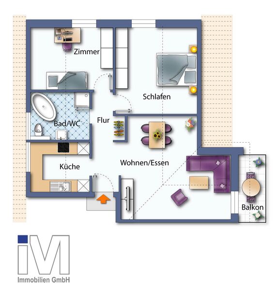 Grundriss: 3-Zimmer Wohnung 72 m² - DG links Grundriss: 3-Zimmer Wohnung 72 m² - DG links