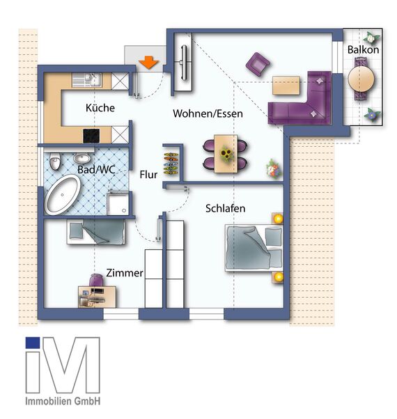 Grundriss: 3-Zimmer Wohnung 72 m² - DG rechts Grundriss: 3-Zimmer Wohnung 72 m² - DG rechts